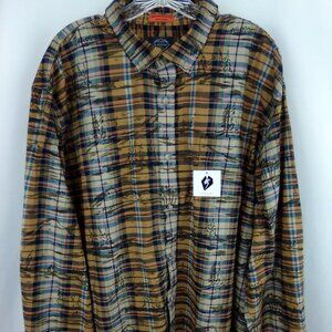 St. John Men's Camo Plaid Long Sleeve Button up Collar Shirt Size XXL